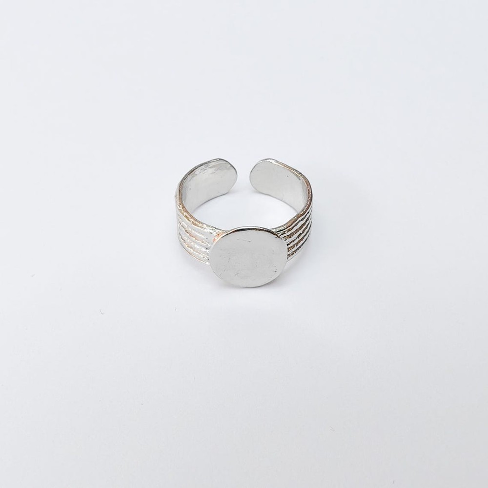 Adjustable Round Shiny Silver Ring Blank Settings, 10mm G37442