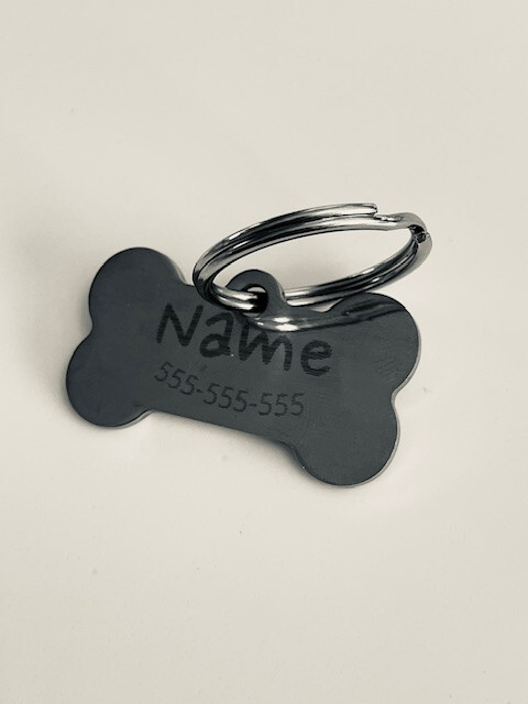 dog bone shaped personalized dog tags engraved