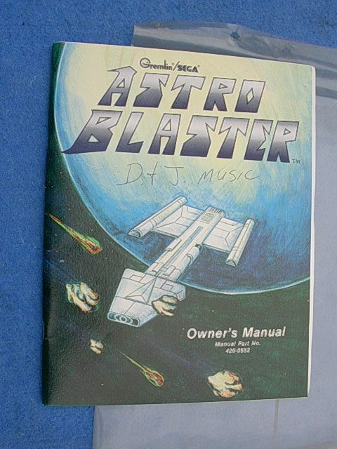 1981 Gremlin/Sega ASTRO BLASTER Video Game Operators Manuals