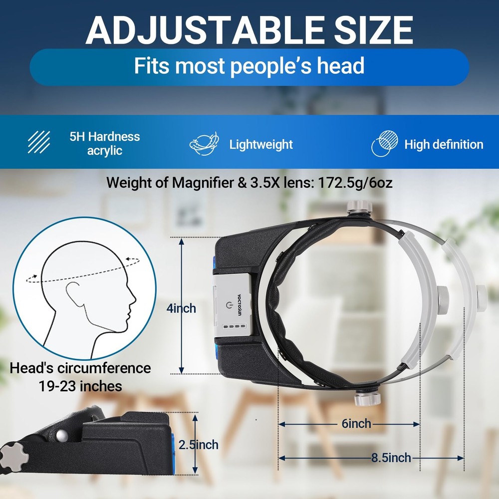 Magnifying Glasses with Light for Close Work, Rechargeable Headband Magnifier...