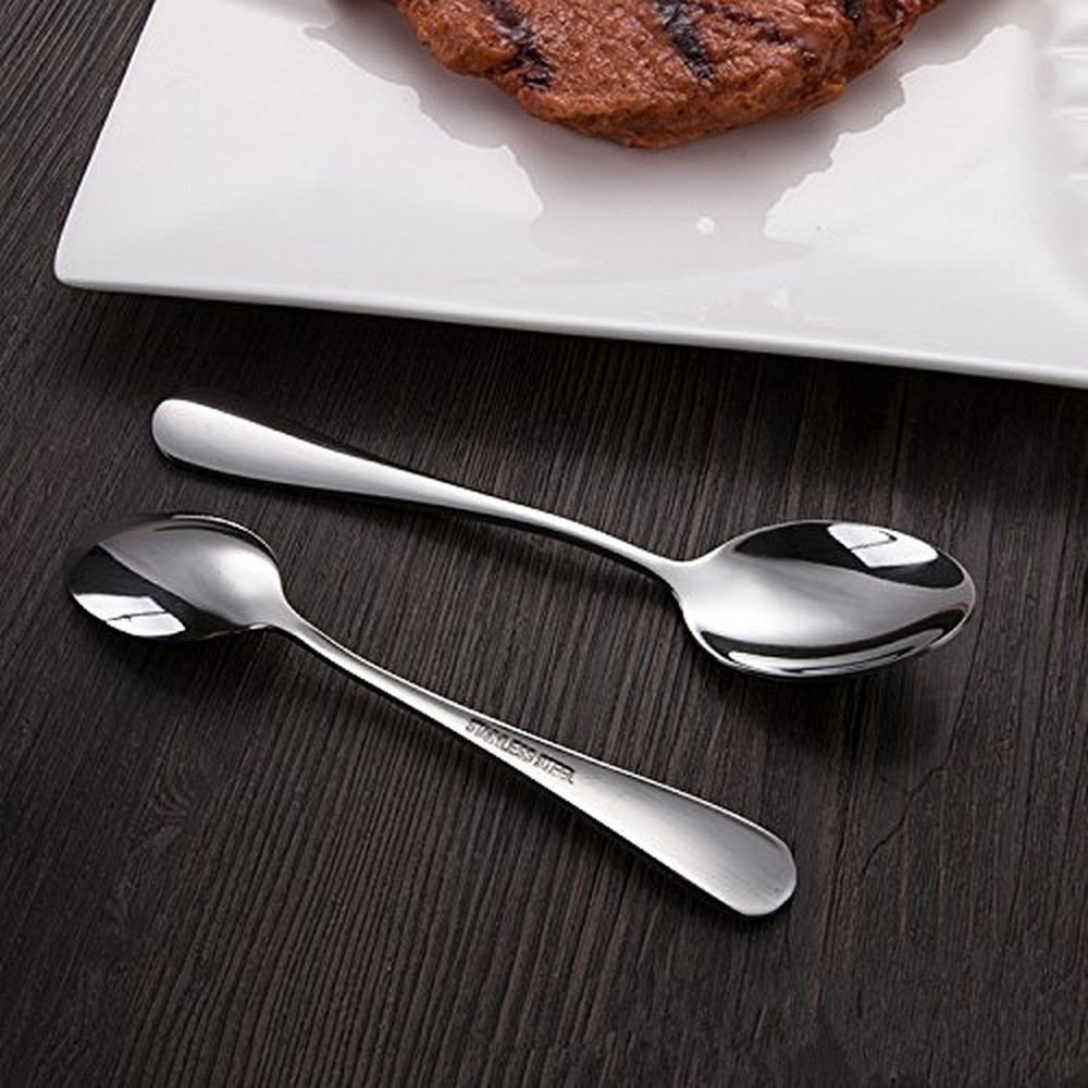 HornTide 6-Piece Dinner Spoon Set Table Spoon Flatware Stainless Steel Mirror...