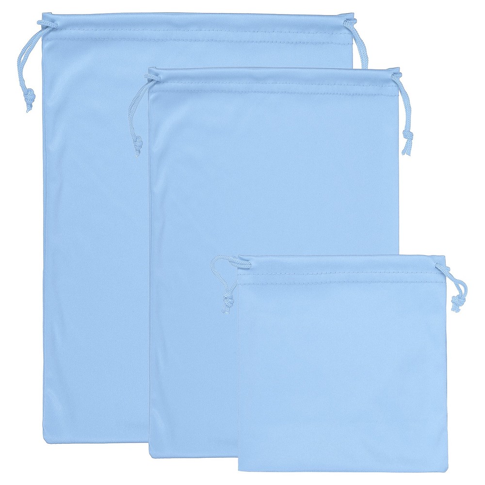 Ski Goggle Bag, 3 Pack Microfiber Pouch Protective Storage Case, Light Blue