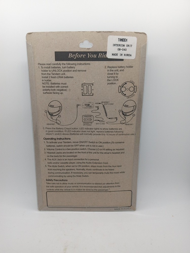 Tandem Intercom Microphone HJC-40 Chatterbox Motorcycle Communication System