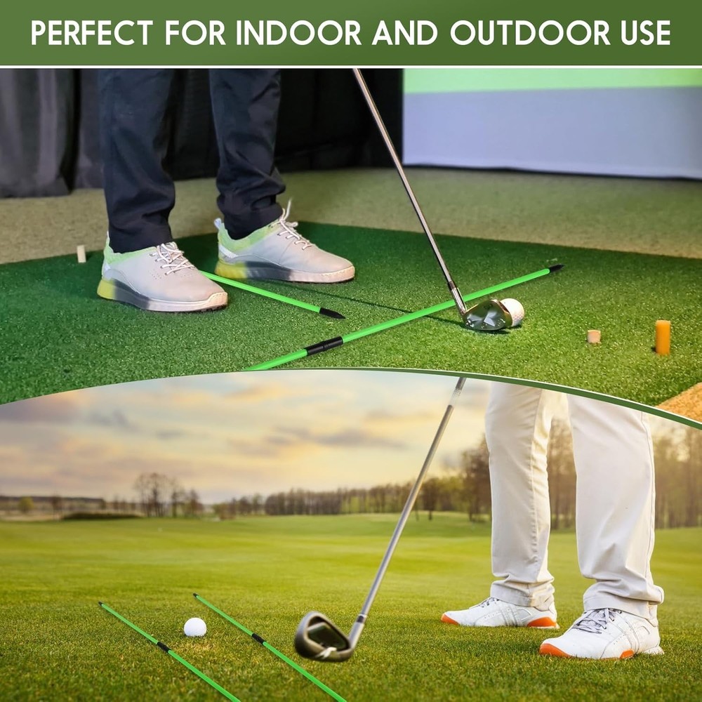 Golf Alignment Sticks Training Aid – Collapsible Fiberglass 2-Pack