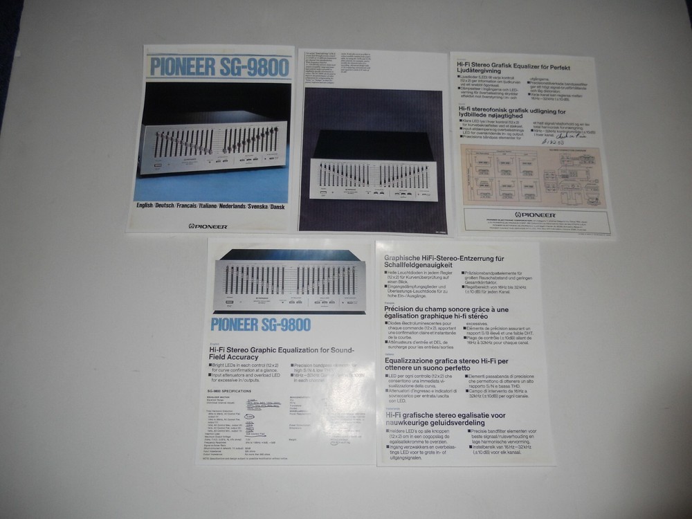 Pioneer SG-9800 Equalizer Brochure '79 5 pg+Specs, Info, Articles