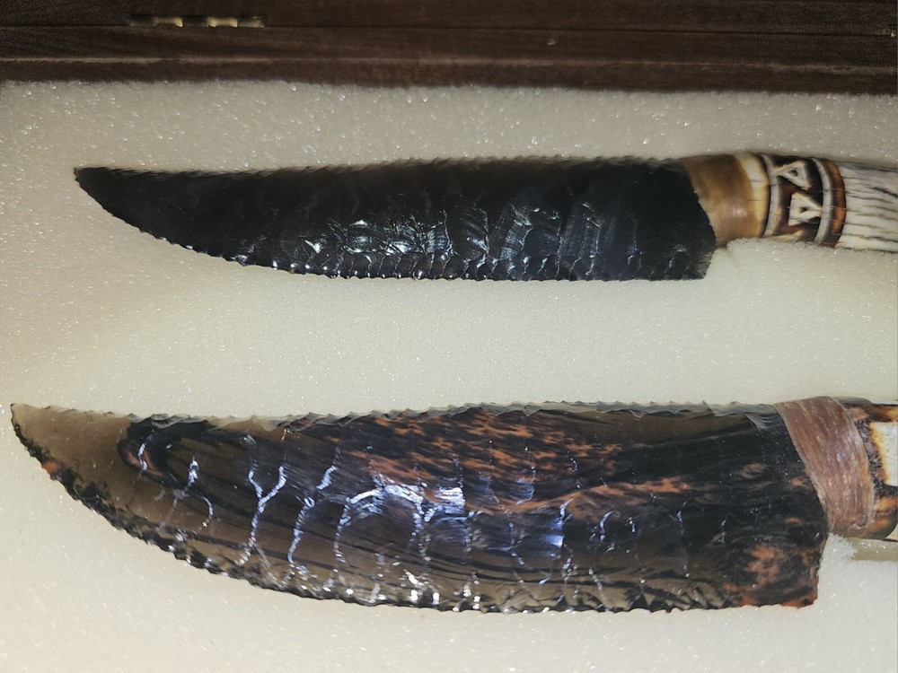 3 Piece Obsidian Knife Collection with Display Box