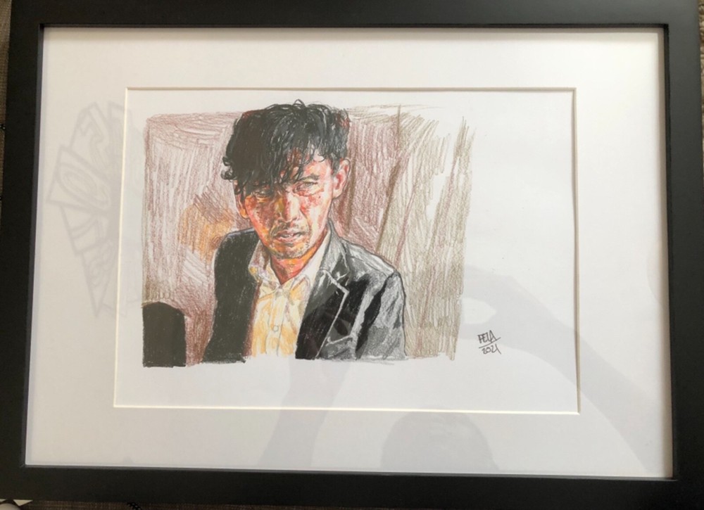 Hwang Jung-min pencil drawing 