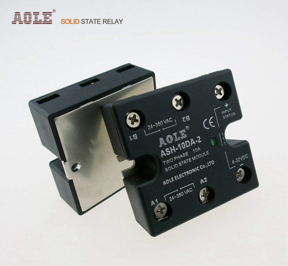 1pcs ASH-10DA-2 10A two-phase solid-state relay 4-32VDC controls 24-380VAC.