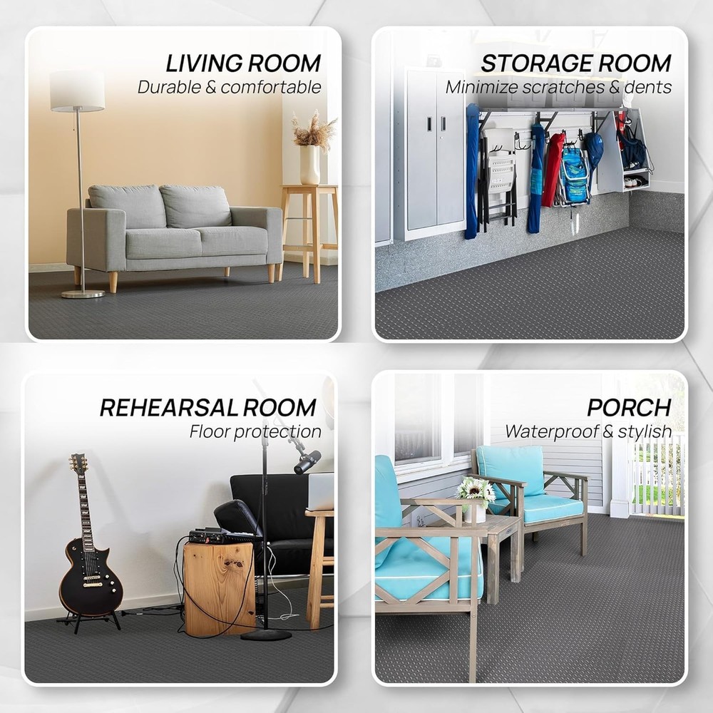 EVA Interlocking Mats, Puzzle Floor Tiles, Foam Floor Padding with Border for...
