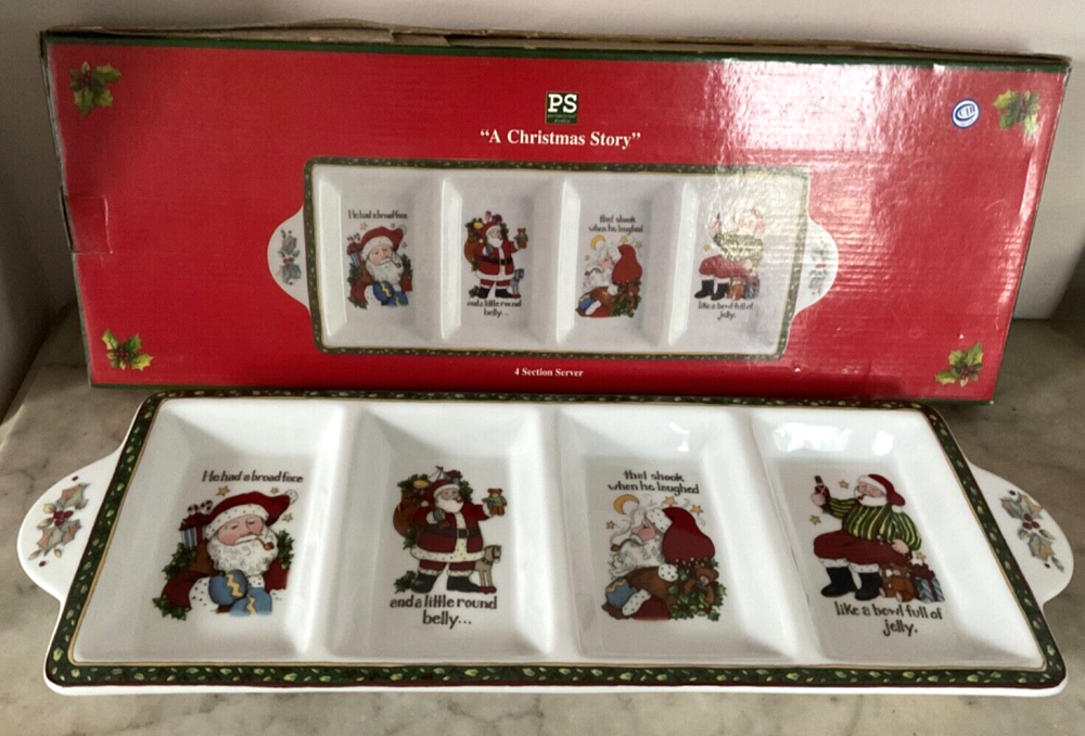 Portmeirion Studio “A Christmas Story” 4 Section Server Dish w/box