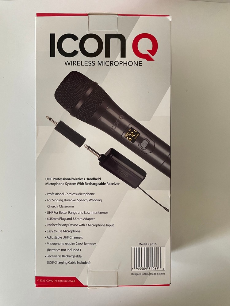 ICON Q. UHF Professional Wireless Microphone Handheld with Rechargeable Receiver
