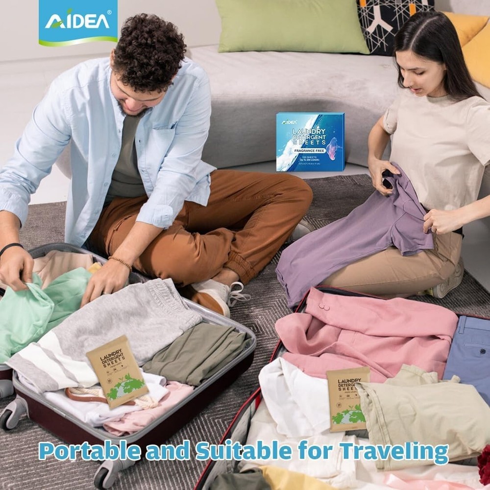 AIDEA Laundry Detergent Sheets, Unscented-(100 Loads) 50 Sheets, Eco-Friendly
