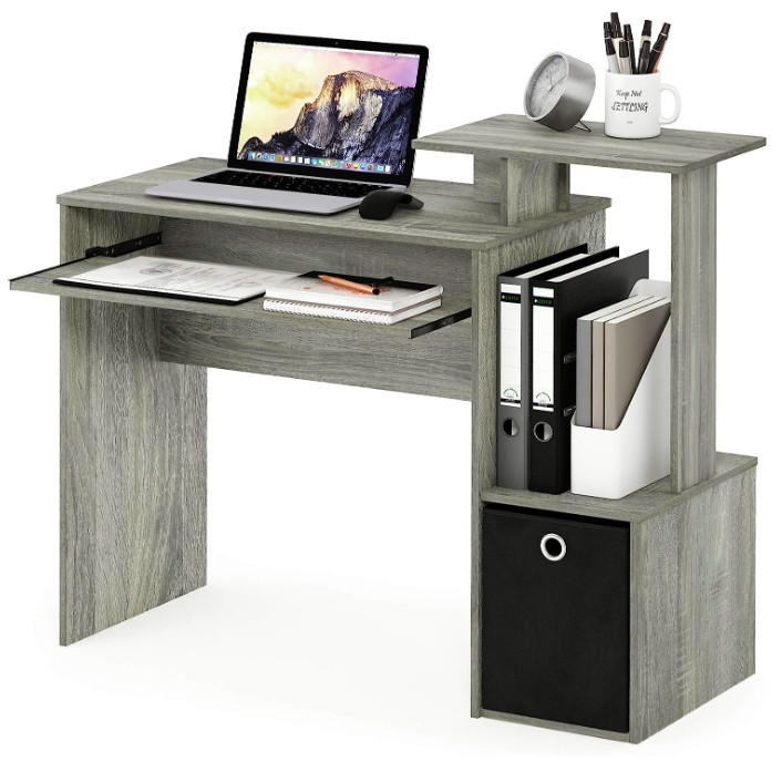 Econ Multipurpose Home Office Computer Writing Desk, French Oak Grey