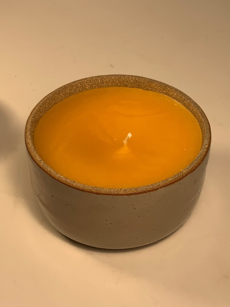 Rooster Art Pottery Box Candle Signed 4 in.
