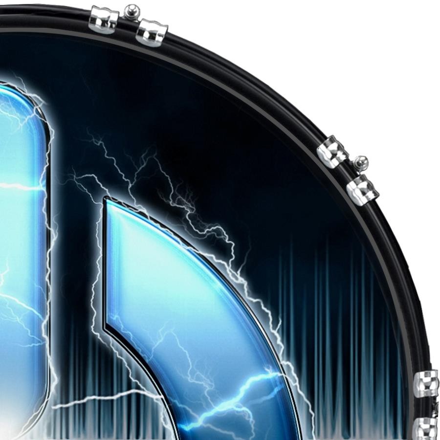 Custom 22" Kick Bass Drum Head Graphical Image Front Skin Button 1