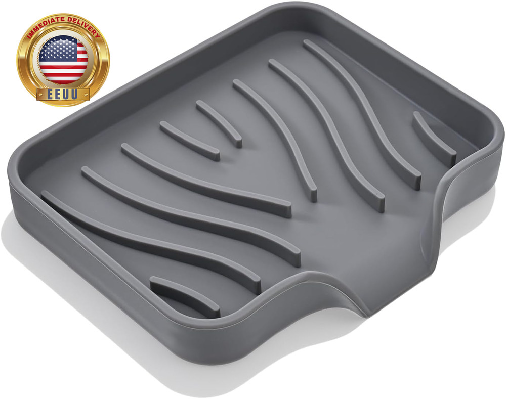 Sponge Holder for Kitchen Sink, Silicone Dish Sponge Holder with Drain Spout Soa