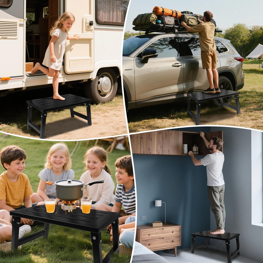 Way RV Step Stool Foldable 1000 lbs Capacity, Heavy Duty Metal Steps Platform...