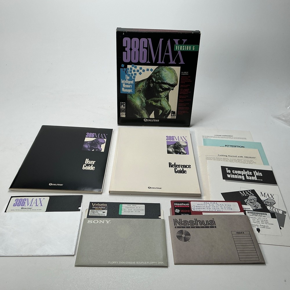 386 Max Version 6 for IBM PC Vintage Memory Management Computer Software 1991