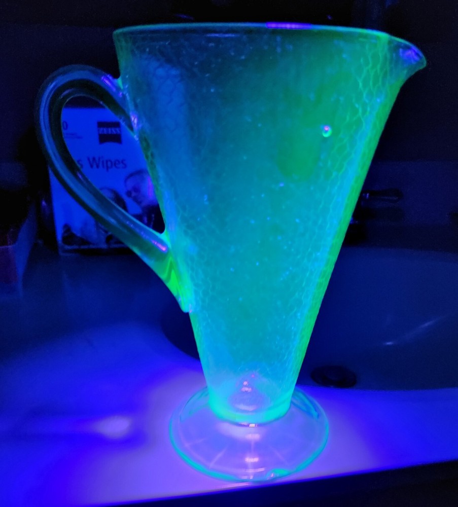 Depression McKee Crackle Uranium Glow Pitcher
