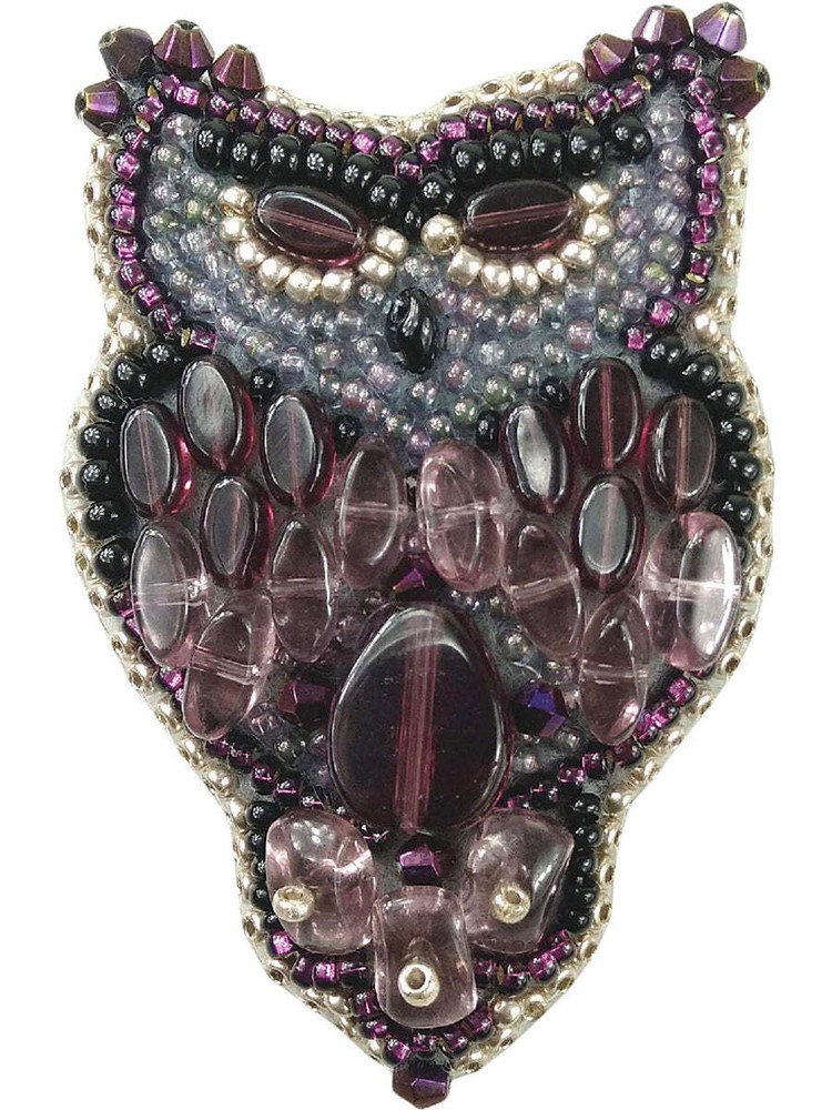 Crystal Art Beadwork kit for creating brooch BP-209C Owl