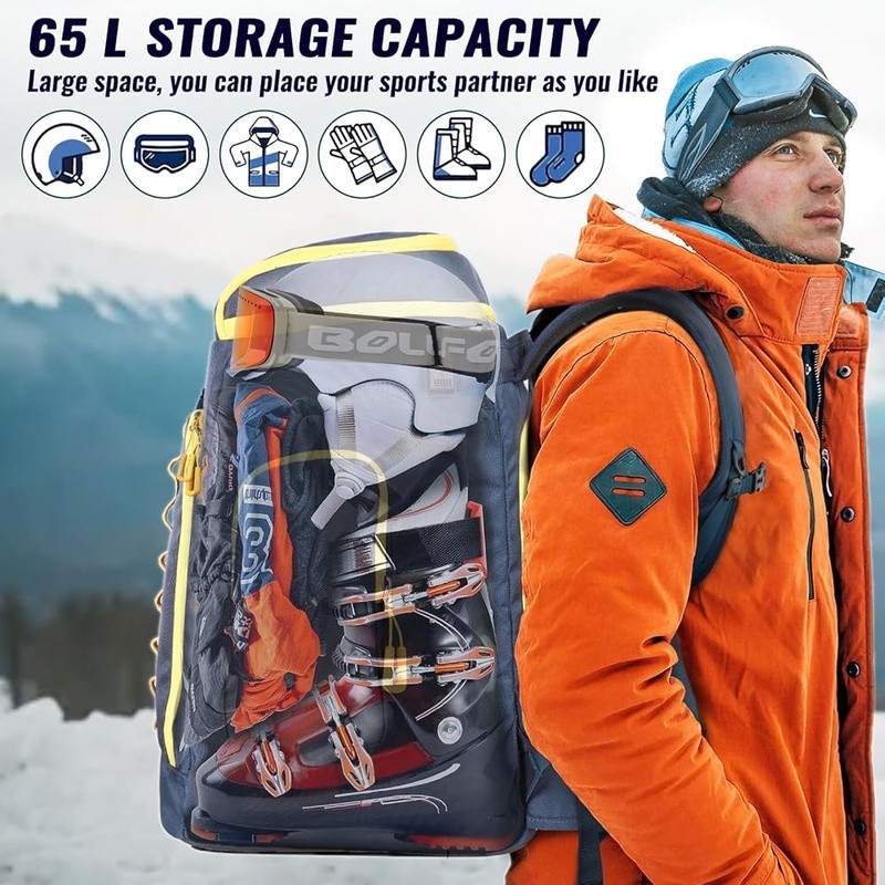 Ski Boot Bag Waterproof Large Capacity Ski Snowboard Backpack Organizer Storage