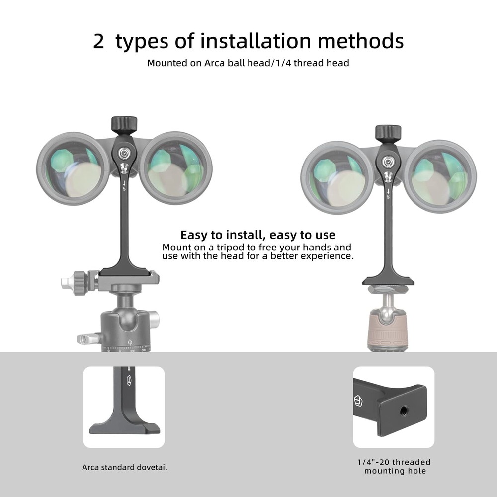 Binocular Tripod Adapter, Mount 1/4 Inch Threading black