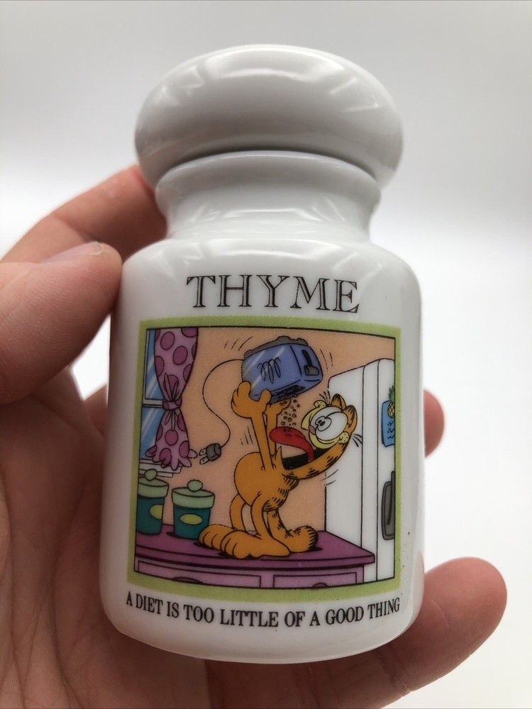 Danbury Mint Garfield Cat Kitten Kitchen Ceramic Thyme Herb Spice Jar