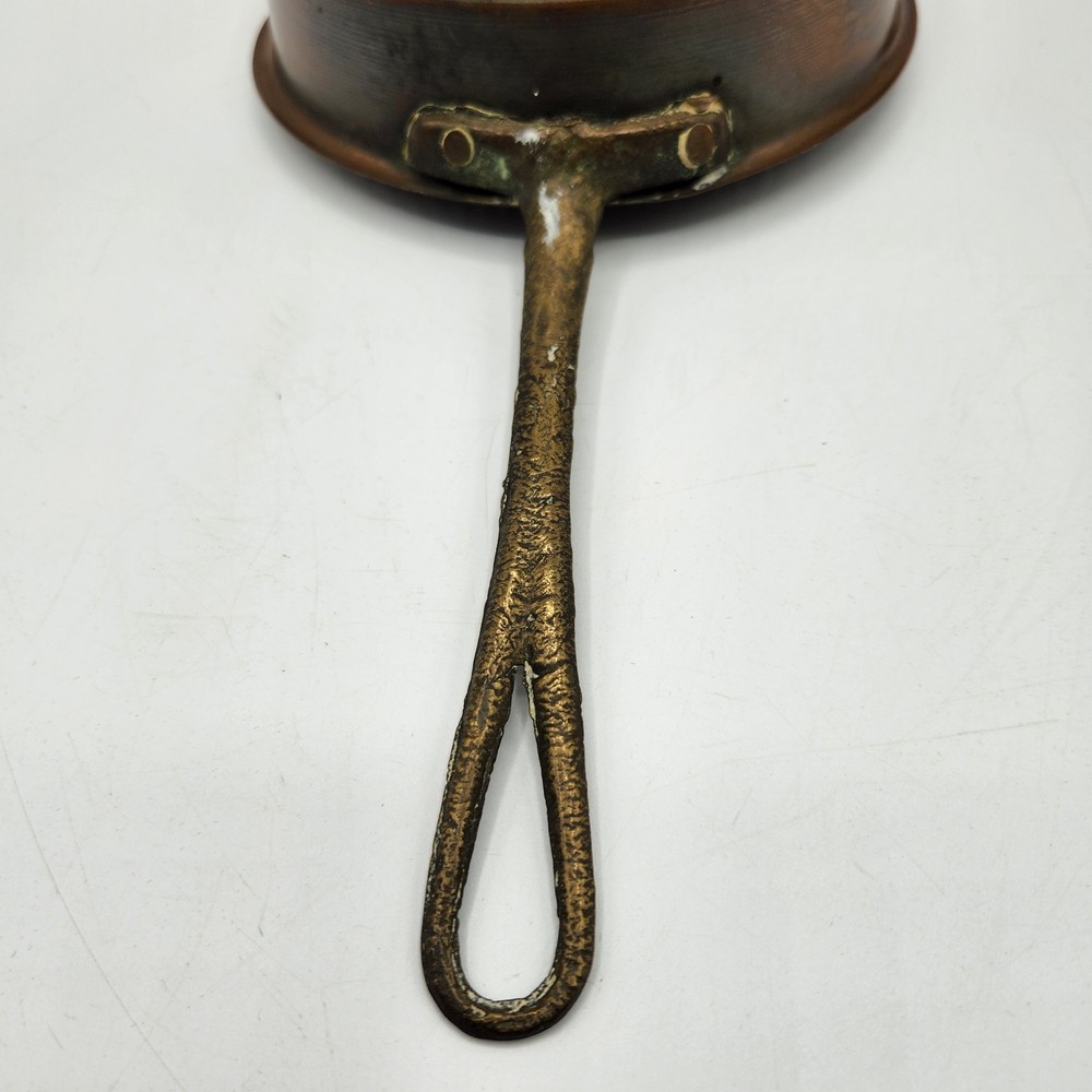 Small Vintage Copper Colander with Brass Handle