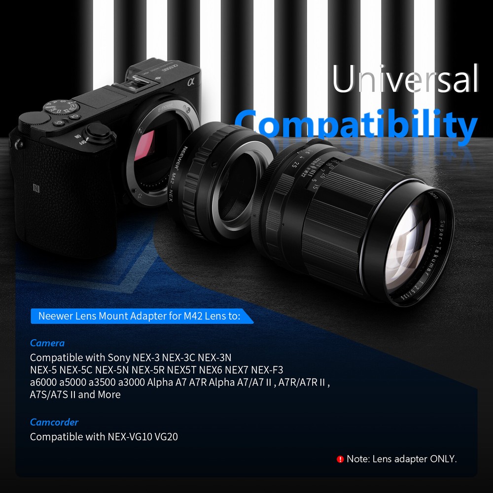Neewer Adjustable M42 Screw Lens to Sony NEX E-Mount Camera Mount Adapter