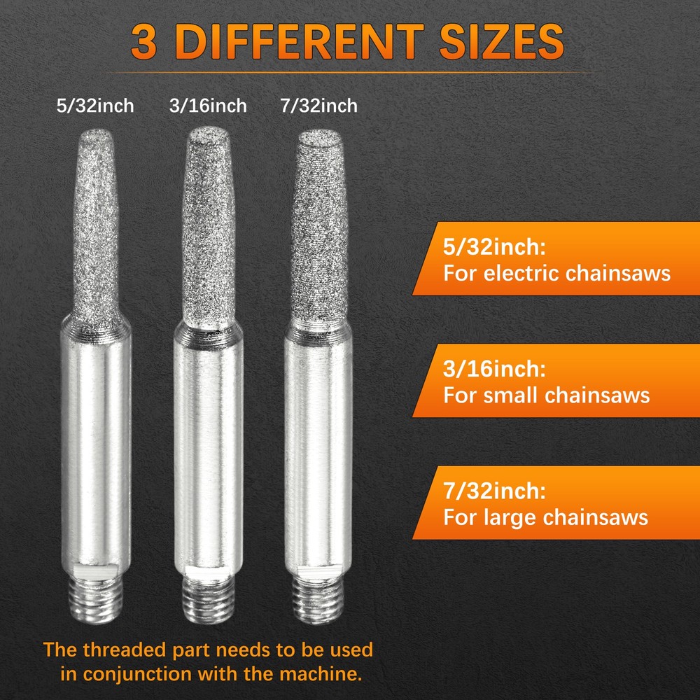 Chainsaw Sharpener with Nuts and Wrench [25pcs]-[Silver- 5/32 Inch]