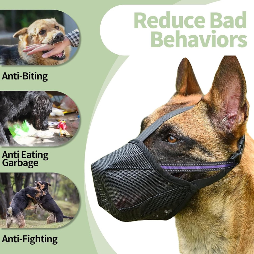 Dog Muzzle - Soft Mesh Muzzle for Small Medium Large Dogs Labrador German Shephe