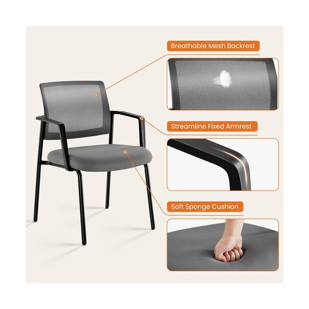 Sweetcrispy Mesh Back Stacking Arm Chairs, Upholstered Fabric Stacking Chairs...