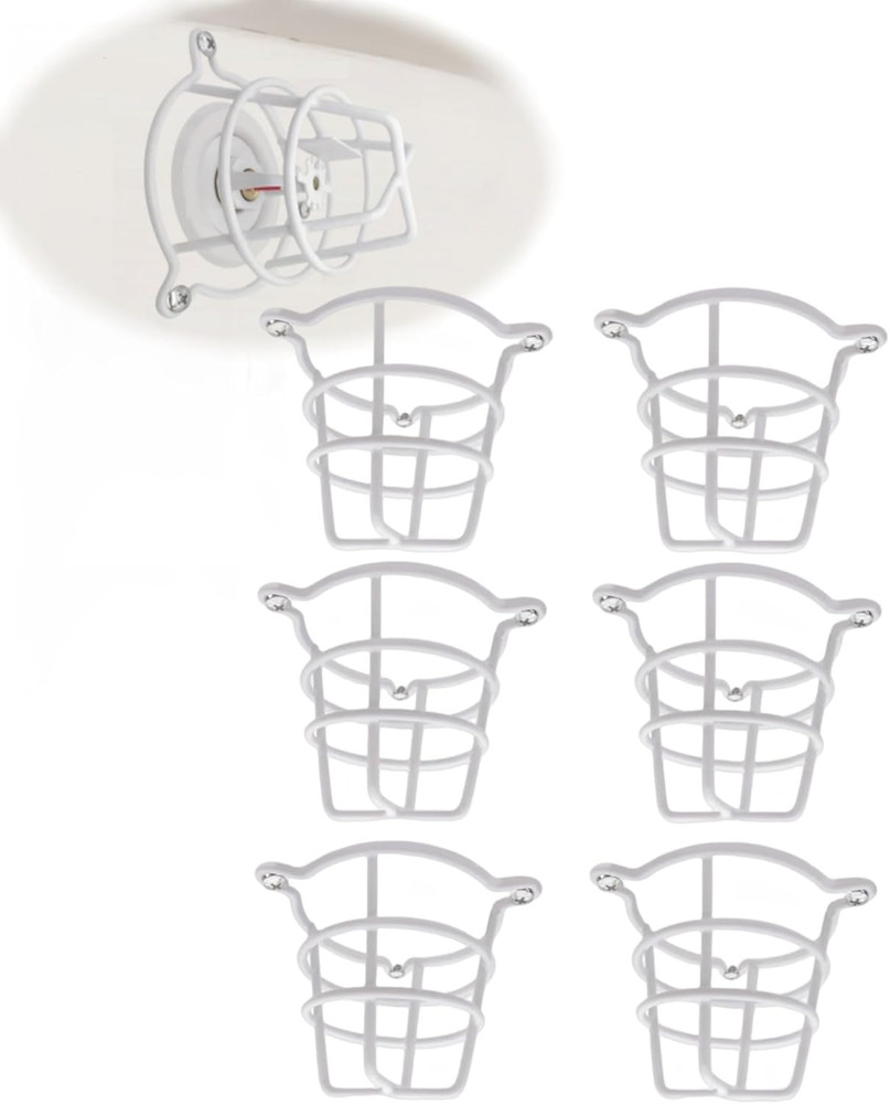 Happy Tree (6 Pack) White Fire Sprinkler Head Guard Cover Cage Protector for Bot