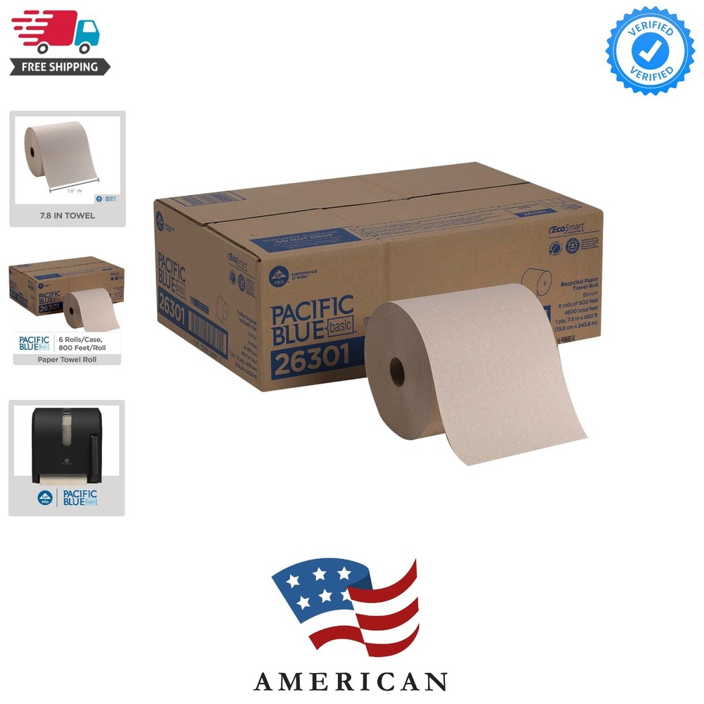 Pacific Blue Basic Recycled Hardwound Paper Towel Rolls by GP PRO ; Brown; 26...