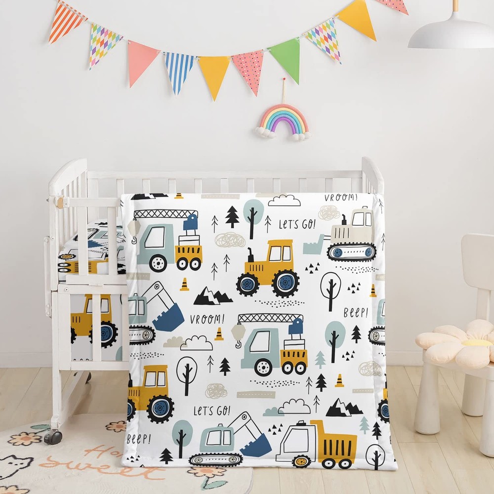 Crib Bedding Set,3pcs Nursery Crib Bedding with Comforter Crib Sheet & Crib S...