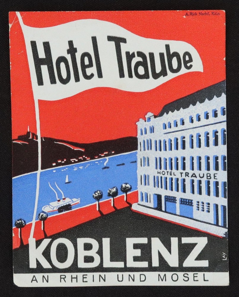 Old label HOTEL TRAUBE KOBLENZ suitcase label 4