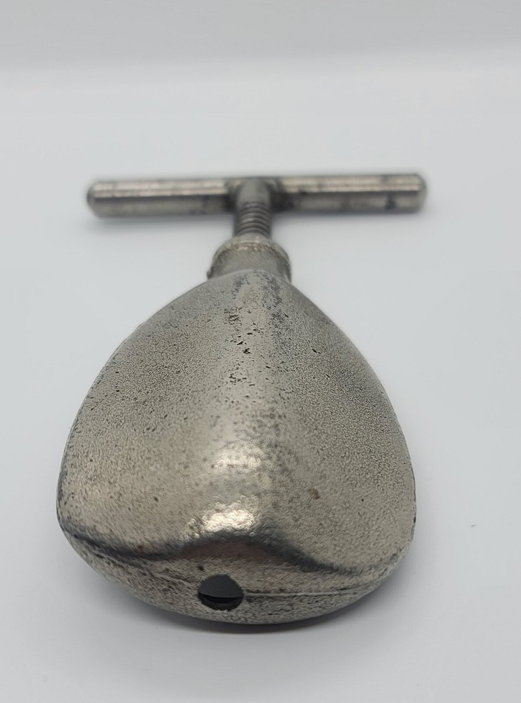 Antique Heavy Metal Nutcracker - Screw Twist, Solid Turn Handle, Nuts Thread, 6"