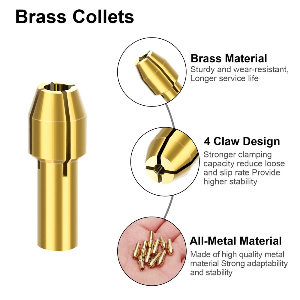 16PCS Drill Chuck Collet Set 0.8-3.2mm Shank Replacement for Dremel Rotary Tool