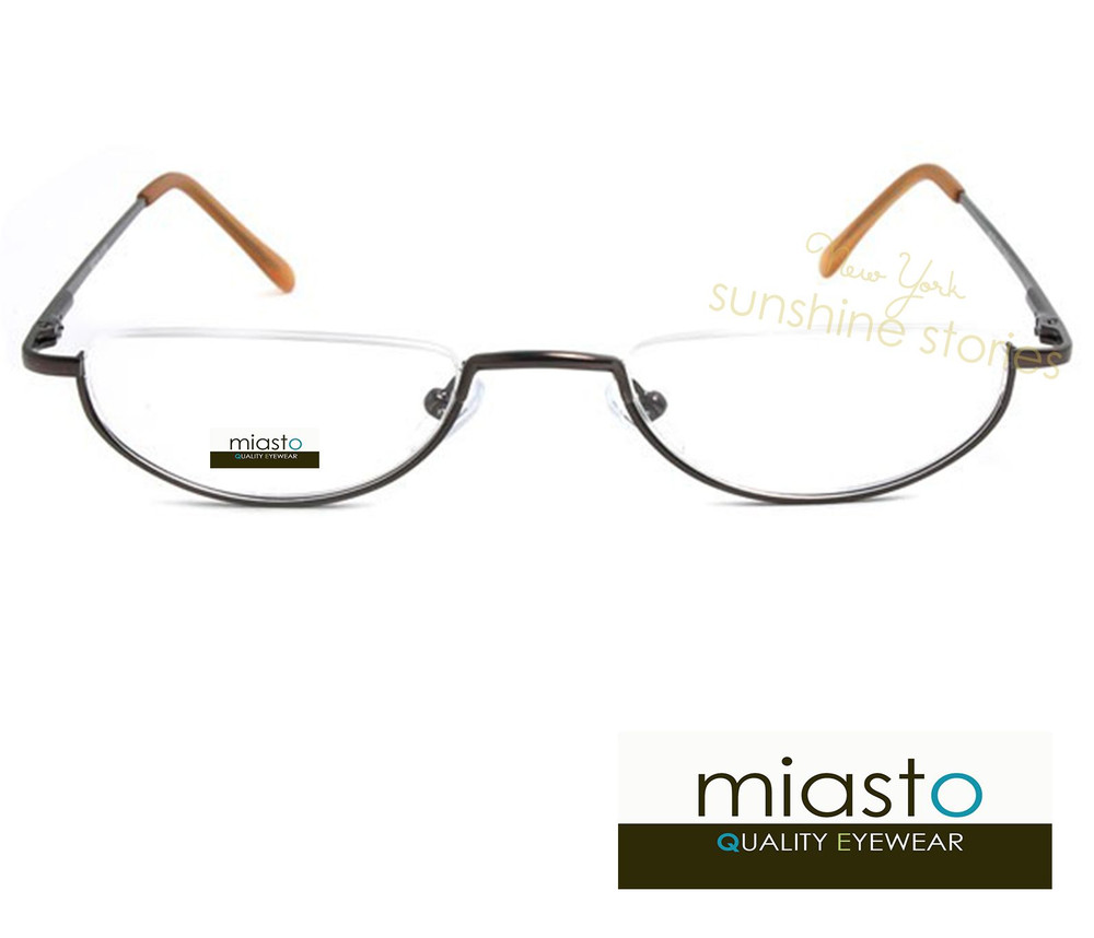 MIASTO SEMI RIMLESS METAL OVAL MOON 1/2 HALF FRAME READER READING GLASSES SPECS