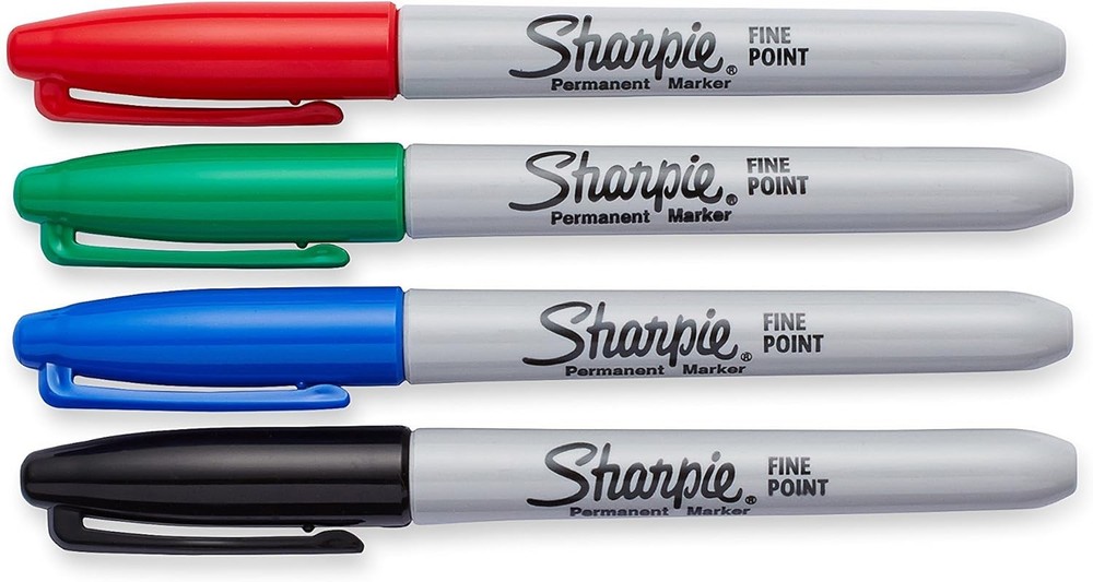 Sharpie Permanent Markers, Fine Point, Assorted Colors, 4-Pack (30074)