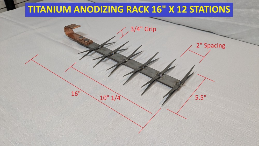 Aluminum Anodizing Titanium Rack 16"  12 stations 2 way Anodize Holder