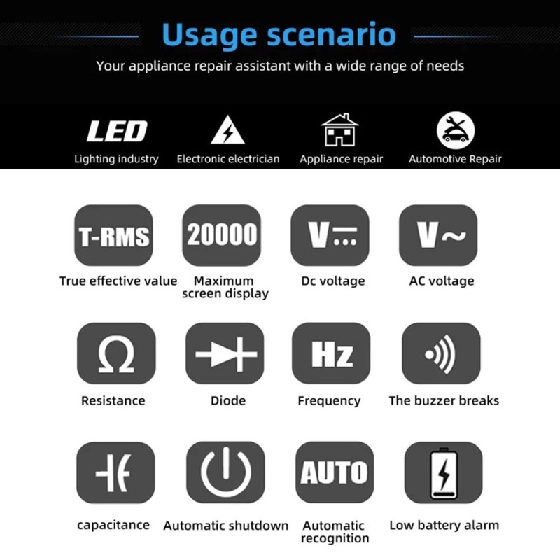 Multimeter Temperature Resistance Voltage Continuity Multitester High Precisions