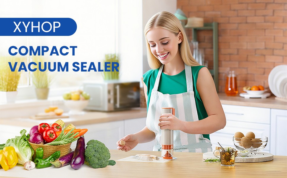 Handheld Multi-Function Vacuum Sealer for Kitchen Use Includes 20 Bags & 4 Lids