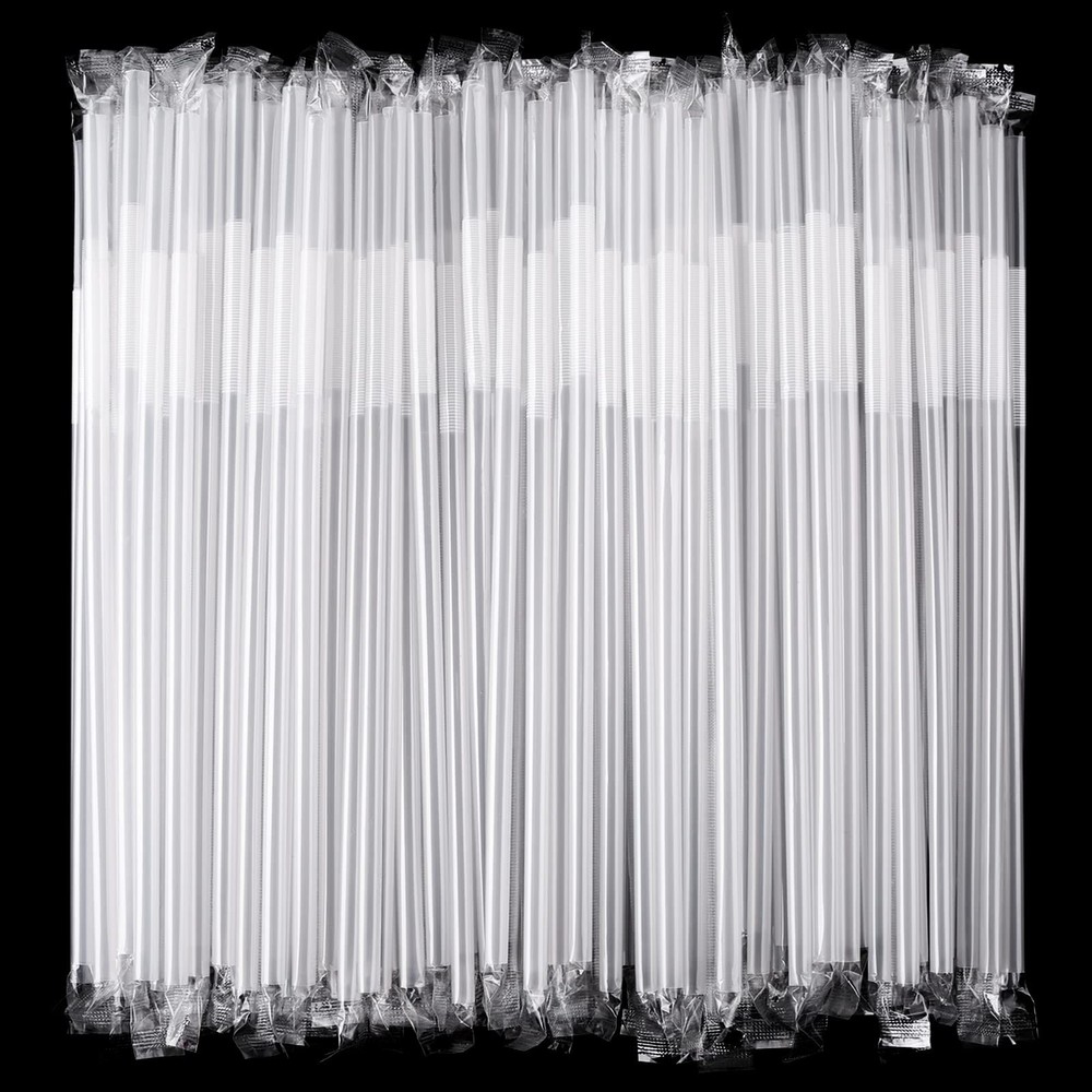 [Individually Wrapped] 100 Pcs Clear Flexible Plastic Straws, Disposable Bend...