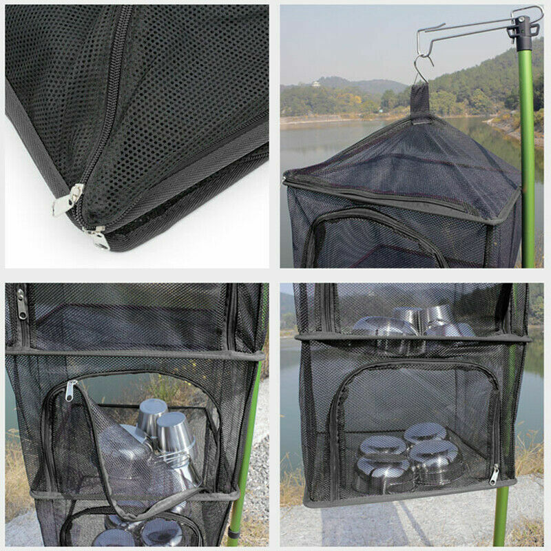 4 Layer Folding Mesh Camping Tool Shelf