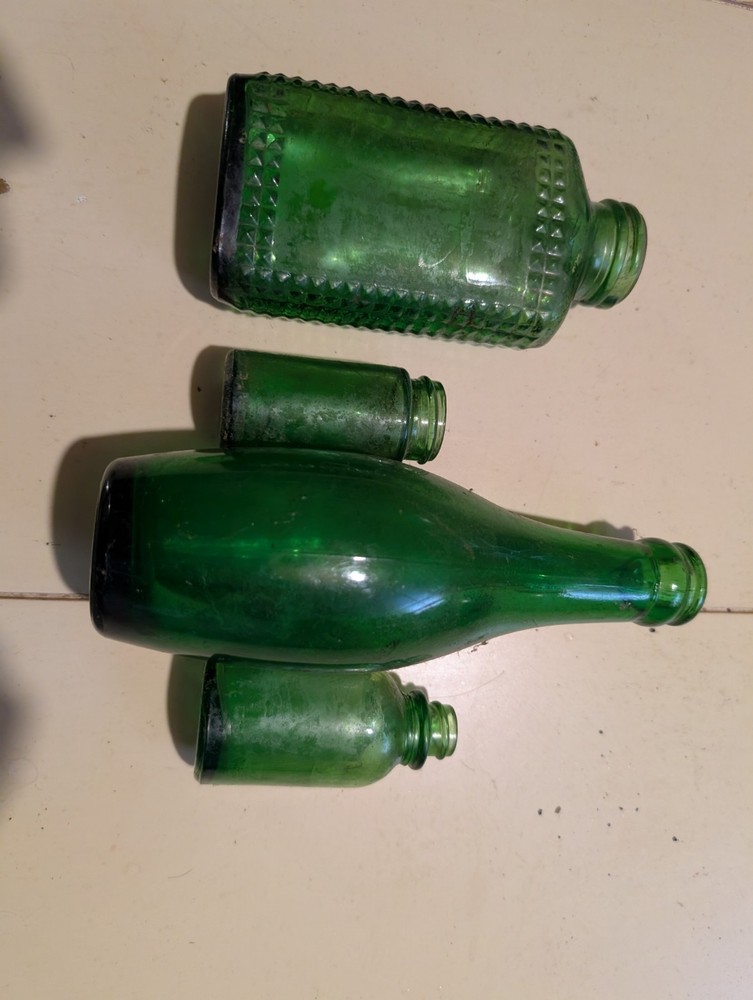 Vintage Emerald Green Bottles