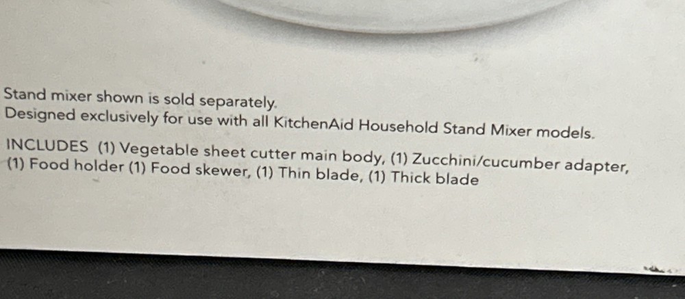 KitchenAid Vegetable Sheet Cutter Stand Mixer Attachment Thin Thick Blades