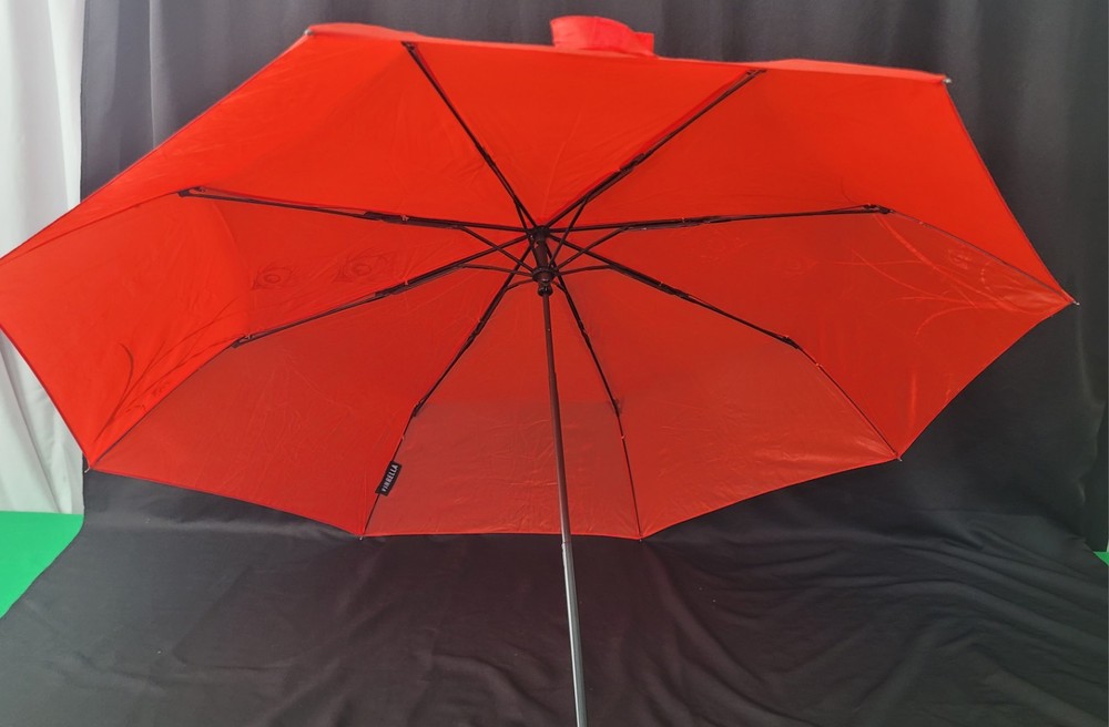 Red With White Peacock Feather Umbrella With Easy Release Handle
