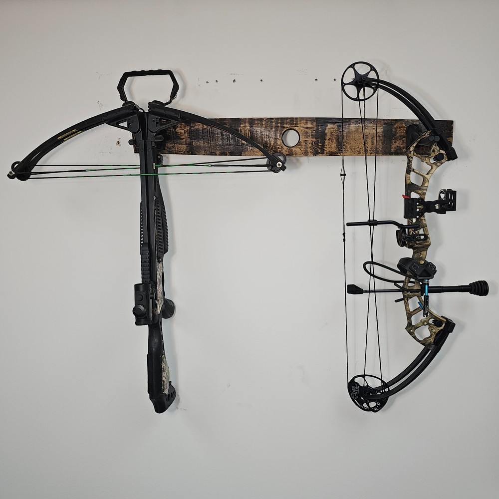 Horizontal Crossbow/ Bow Wall Mount Whiskey Stave (dual mount)