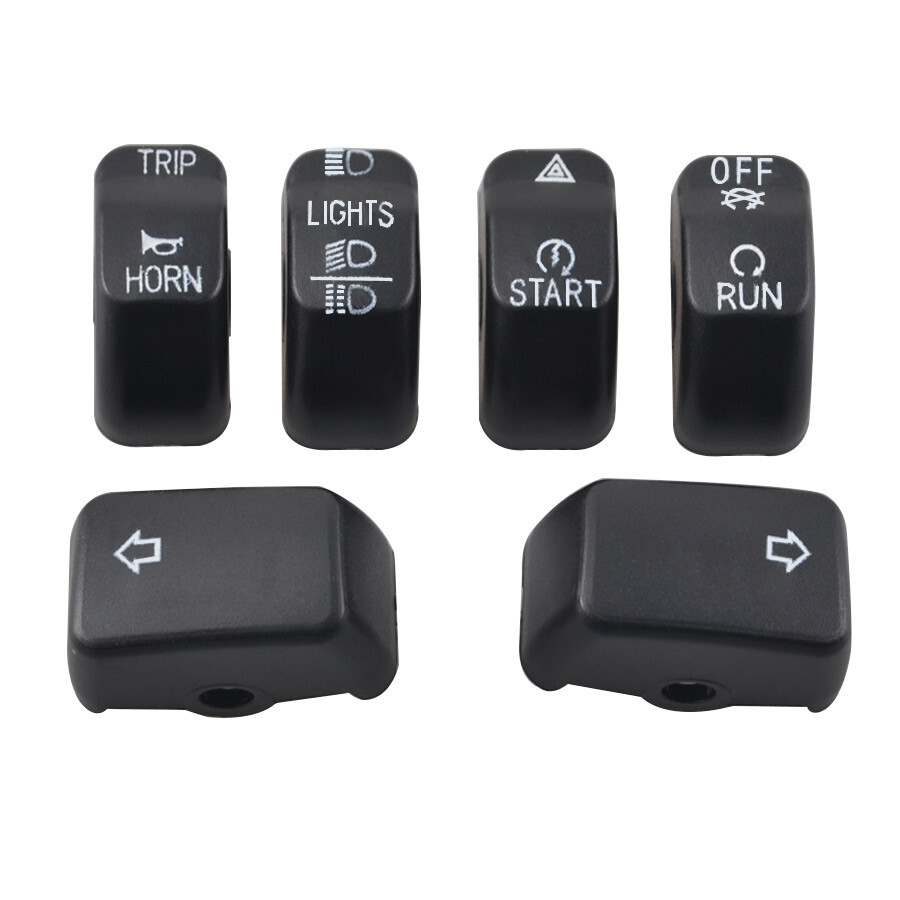 6pcs Black Hand Control Switch Button Caps For Harley Breakout FXSB 2013-2015